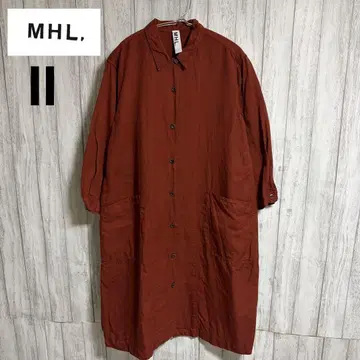 MHL. 노카라 셔츠 원피스 코튼 린넨 적갈색 사이즈 2 새상품급