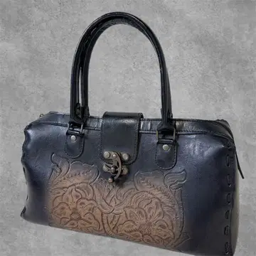 Floral Carved Leather Handbag Y2K grunge