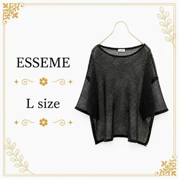 [새상품급] ESSEME 상의 반팔 메쉬 블랙 레이어드 L
