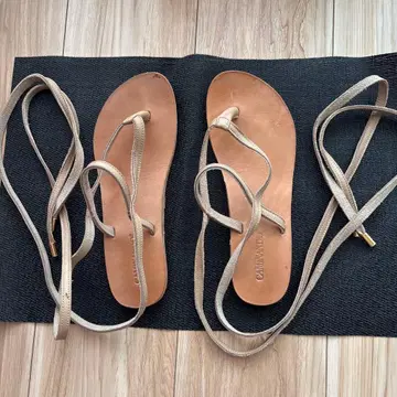 CAMINANDO 약 23.5cm 플랫 가죽 샌들 플립플랍 끈