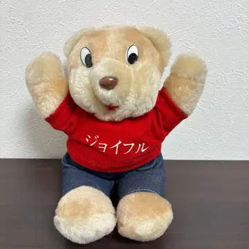 쇼와 레트로 조이풀 봉제 인형 곰 빨간 옷 청바지 데님