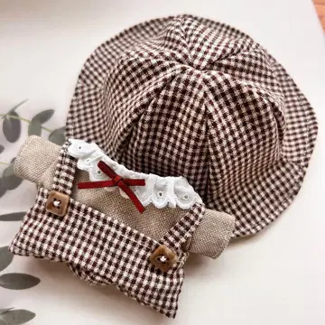 꼬마 인형 옷 초코색 체크 내추럴 귀여운 코디
