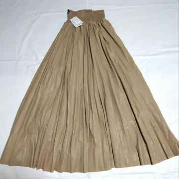 택 포함 새상품 And Couture 인조 가죽 플리츠 롱 스커트 M