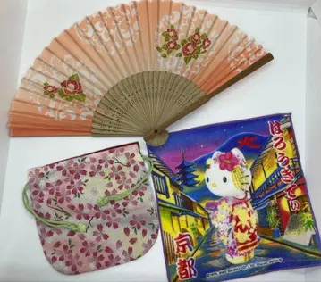 헬로키티 교토 한정판 타월 부채 복조리 3종 세트