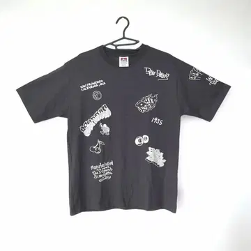 Ben Davis T셔츠 상의 그래픽 프린트 블랙 그레이
