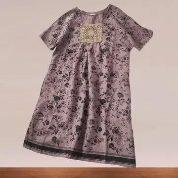 Chou Chou de maman 린넨100 톤 다운 로즈 꽃무늬 원피스