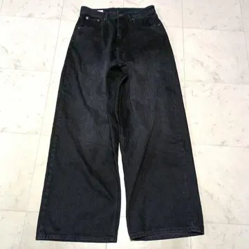ZARA 자라 배기 팬츠 블랙 데님 하이웨스트 코튼 세탁 가능