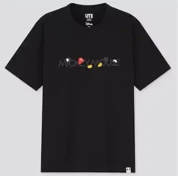 UNIQLO UT 미키마우스 티셔츠 블랙 4XL