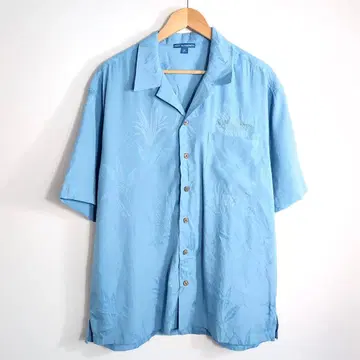 반팔 셔츠 라이트 블루 자수 보타니컬 vintage unisex