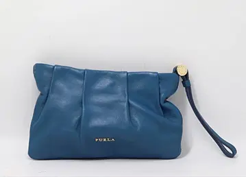 FURLA 클러치백 블루 가죽 훌라 천연 가죽 파우치 파랑