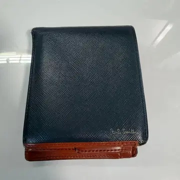 Paul Smith 이단 접이식 지갑 네이비 x 브라운