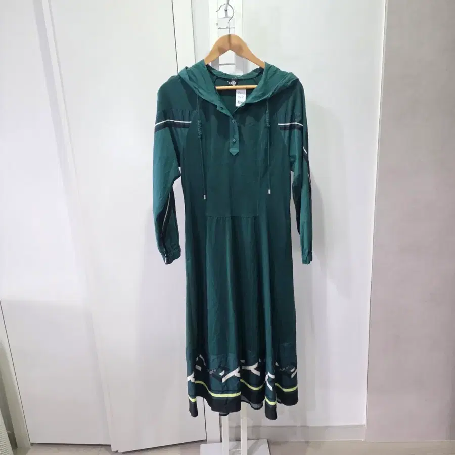 후드 롱 원피스 그린