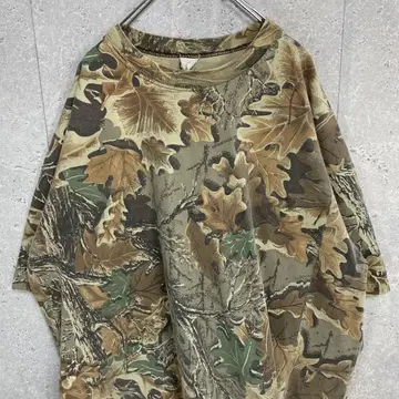 USA제 90s 싱글 스티치 카모 무늬 밀리터리 T셔츠 2X