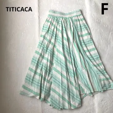 TITICACA 내추럴 멀티 스트라이프 이레헴 스커트 그린