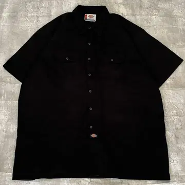 올드 구제 Dickies 워크 셔츠 박스 셔츠 블랙 3XL