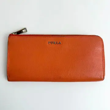 FURLA 훌라 L자 지퍼 가죽 장지갑 오렌지