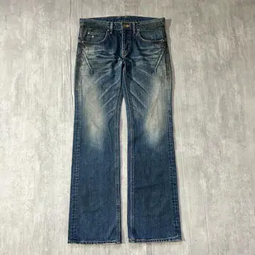 Lee 플레어 데님 빈티지 가공 허니컴 페이드 수염 자국 M y2k