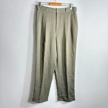 치노 팬츠 카키 투 턱 와이드 테이퍼드