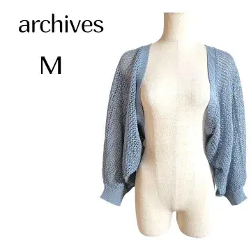 아카이브 새상품 시스루 니트 볼레로 블루 M