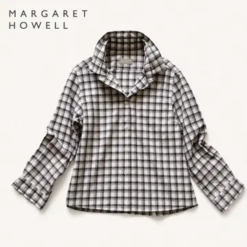 새상품급 MARGARET HOWELL 여성용 체크 무늬 셔츠 면 100% S