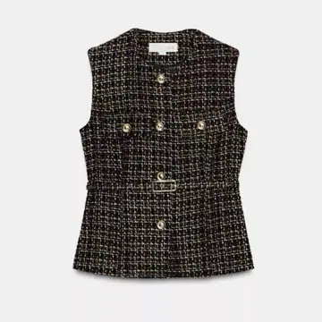 ZARA 벨트 포함 텍스처 베스트 XS