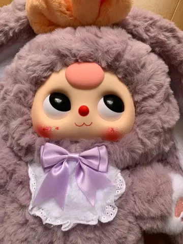 베이비 쓰리 토끼 봉제 인형 퍼플 복슬복슬