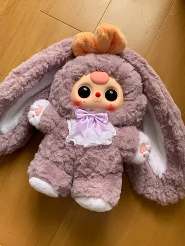 베이비 쓰리 토끼 봉제 인형 퍼플 복슬복슬
