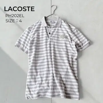 LACOSTE 라코스테 파일 원단 보더 피케 셔츠 빅 악어 4 일본제