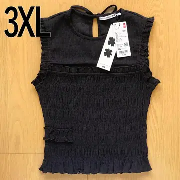 셔링 T 슬리브리스 3XL 4L 블랙 세실리 반센 유니클로