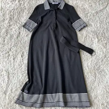 [새상품급] 라코스테 반팔 폴로 원피스 블랙 보더 무늬 36