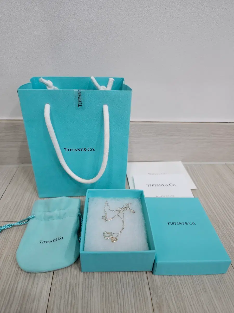 정품 티파니앤코 더블 오픈하트 목걸이 18k&실버 콤비