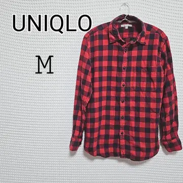 UNIQLO M 사이즈 레드 블랙 체크 플란넬 셔츠