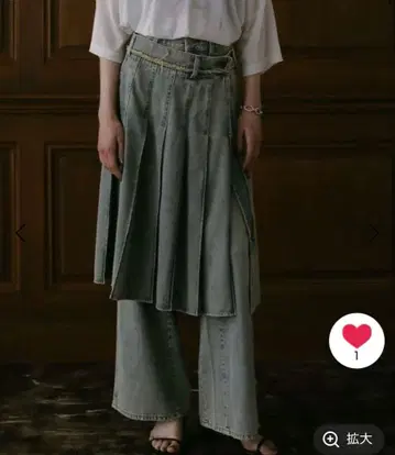데님 플리츠 스커트 데님 이지 팬츠 베이플로우 F