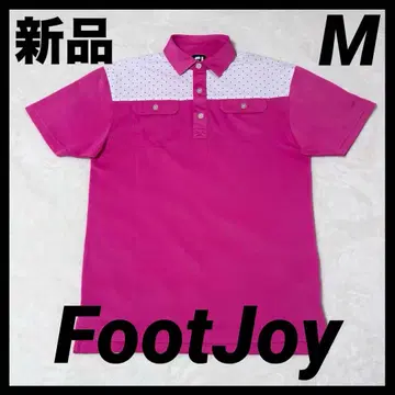 [새상품] FootJoy 반팔 피케 셔츠 도트 무늬 골프웨어 핑크 M