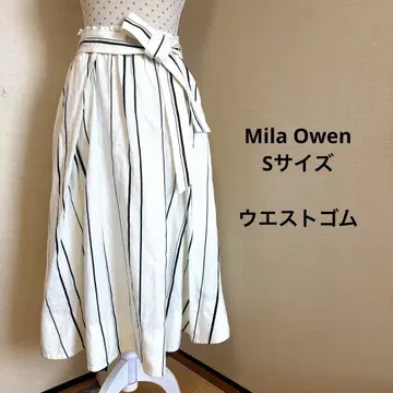 Mila Owen 린넨 스트라이프 플레어 스커트 0