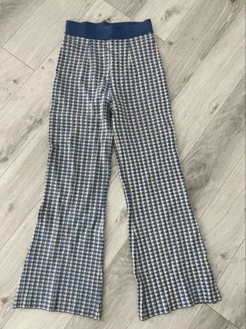 AMERI VINTAGE 깅엄 체크 팬츠 블루 M