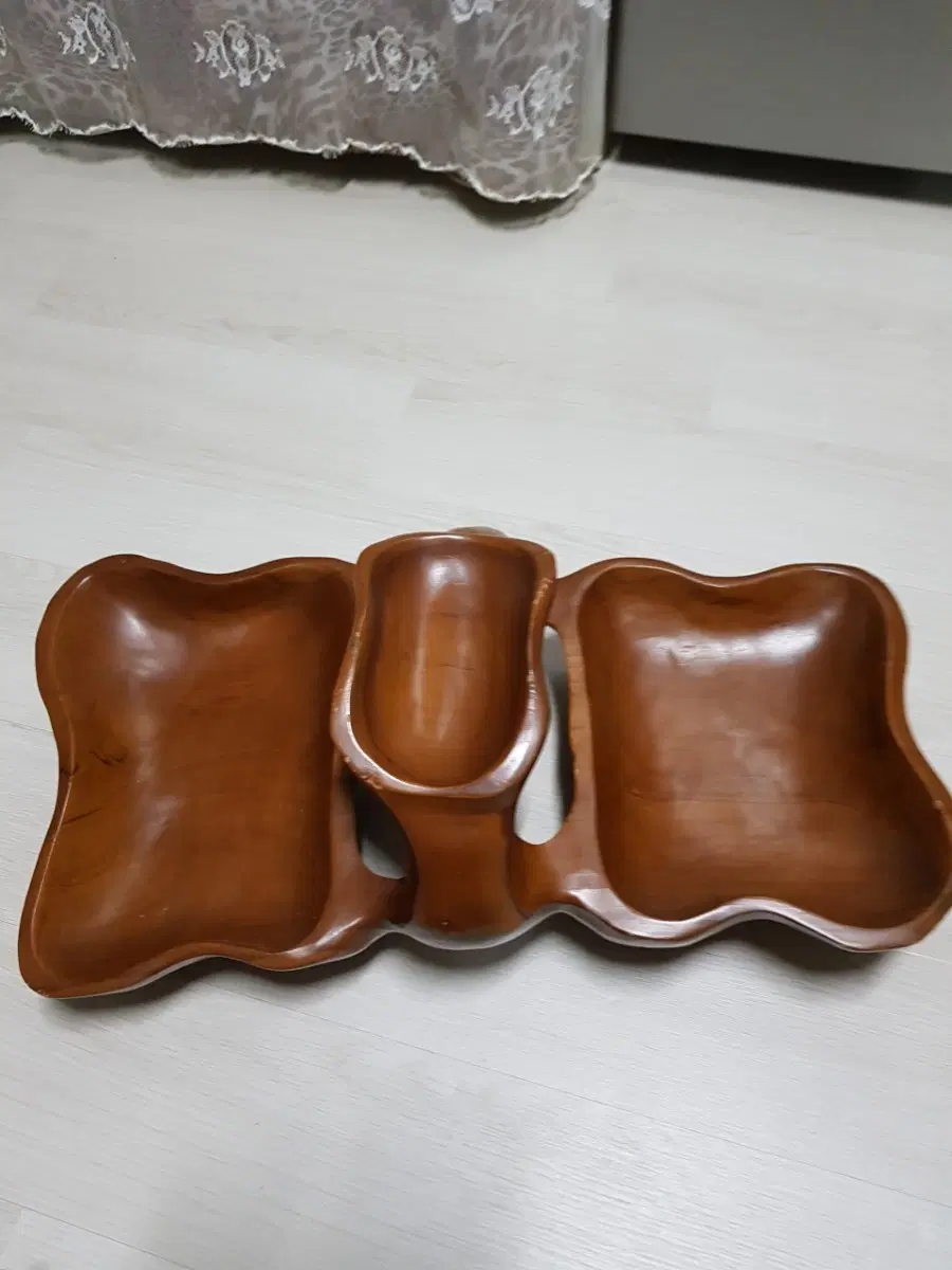 원목 트레이 3칸 다용도 빈티지 대형목재다과상