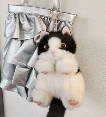 푹신푹신 고양이 봉제 인형 키링 백참 블랙