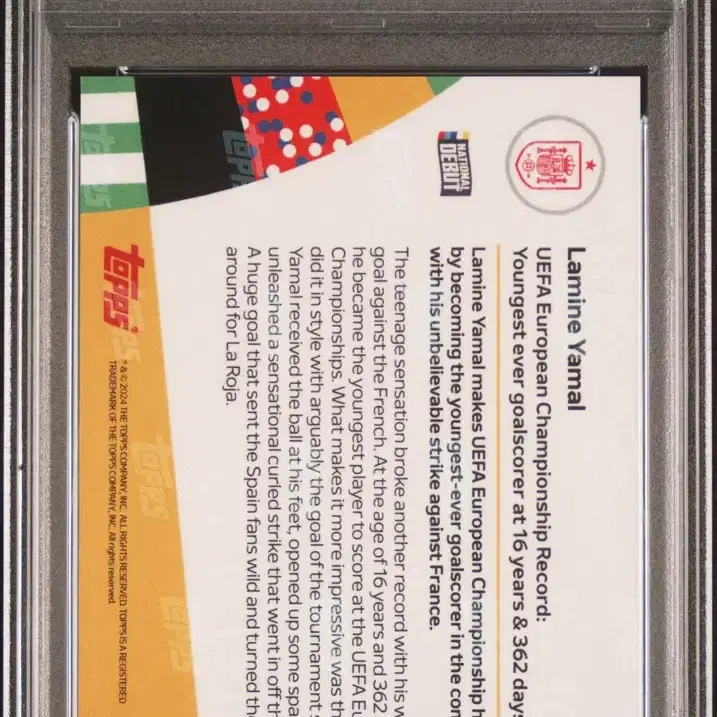 2024 탑스나우 UEFA 유로 데뷔 라민 야말 블루 PSA 10