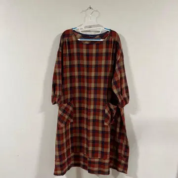 D.B.CLUB 체크 무늬 롱 셔츠 원피스 긴팔 F 사이즈
