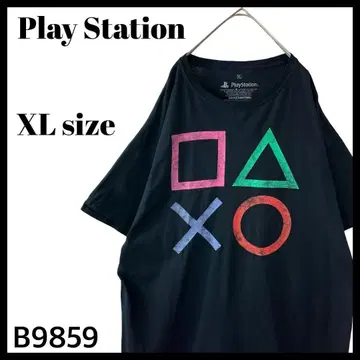 플레이스테이션 컨트롤러 아이콘 T셔츠 게임T 블랙 XL 레트로