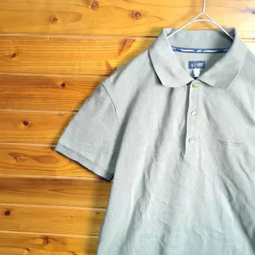 ARMANI JEANS 아르마니진스 피케 셔츠 자수 카키 짙은 녹색