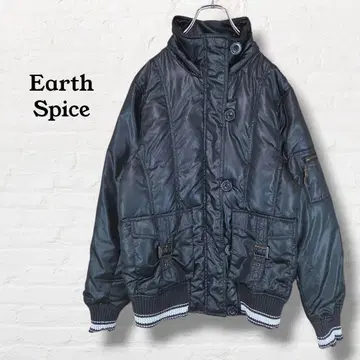 EarthSpice 충전솜 블루종 자켓 하이넥 [ M ] 블랙 밀리터리