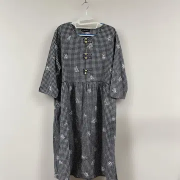 drug store's 깅엄 체크 자수 롱 원피스 3 사이즈