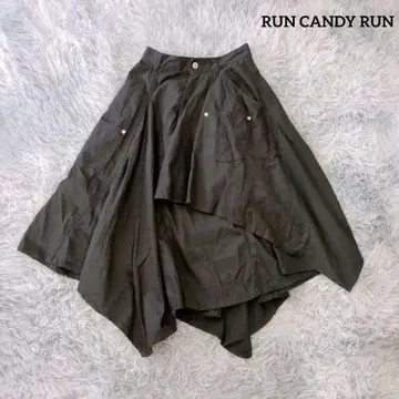 변형 비대칭 RUN CANDY RUN 레이어드 스타일 스커트 S 블랙