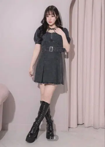 pium 피움 데님 미니 원피스 반팔