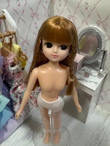 리카짱 땋은 머리 브라운 헤어 사이드 땋은 머리 옷 갈아입히기 인형