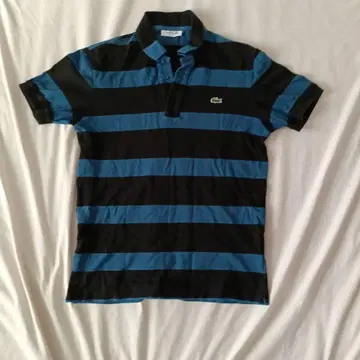 LACOSTE 라코스테 보더 피케 셔츠 블랙 블루
