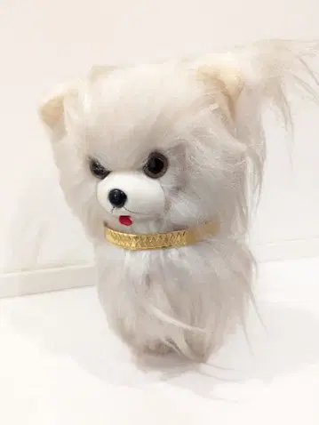 쇼와 레트로 앤티크 봉제 인형 동물 시리즈 개 포메라니안 화이트