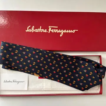 Salvatore Ferragamo 넥타이 회중시계 패턴 네이비